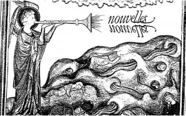 angel with trumpet announcing nouvelles